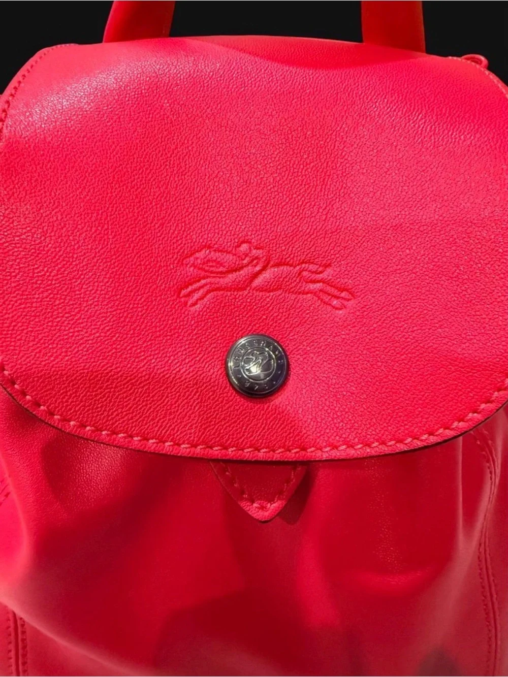 NWOT | Discontinued Longchamp Le Pliage Cuir XS Backpack in Rouge (Red)